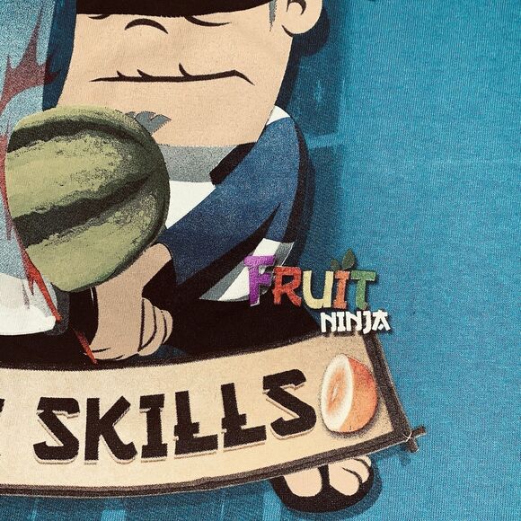 Mad Ninja Skills Fruit Ninja Turtles T-Shirt Short Sleeve Graphic Blue 2XL - Picture 4 of 14